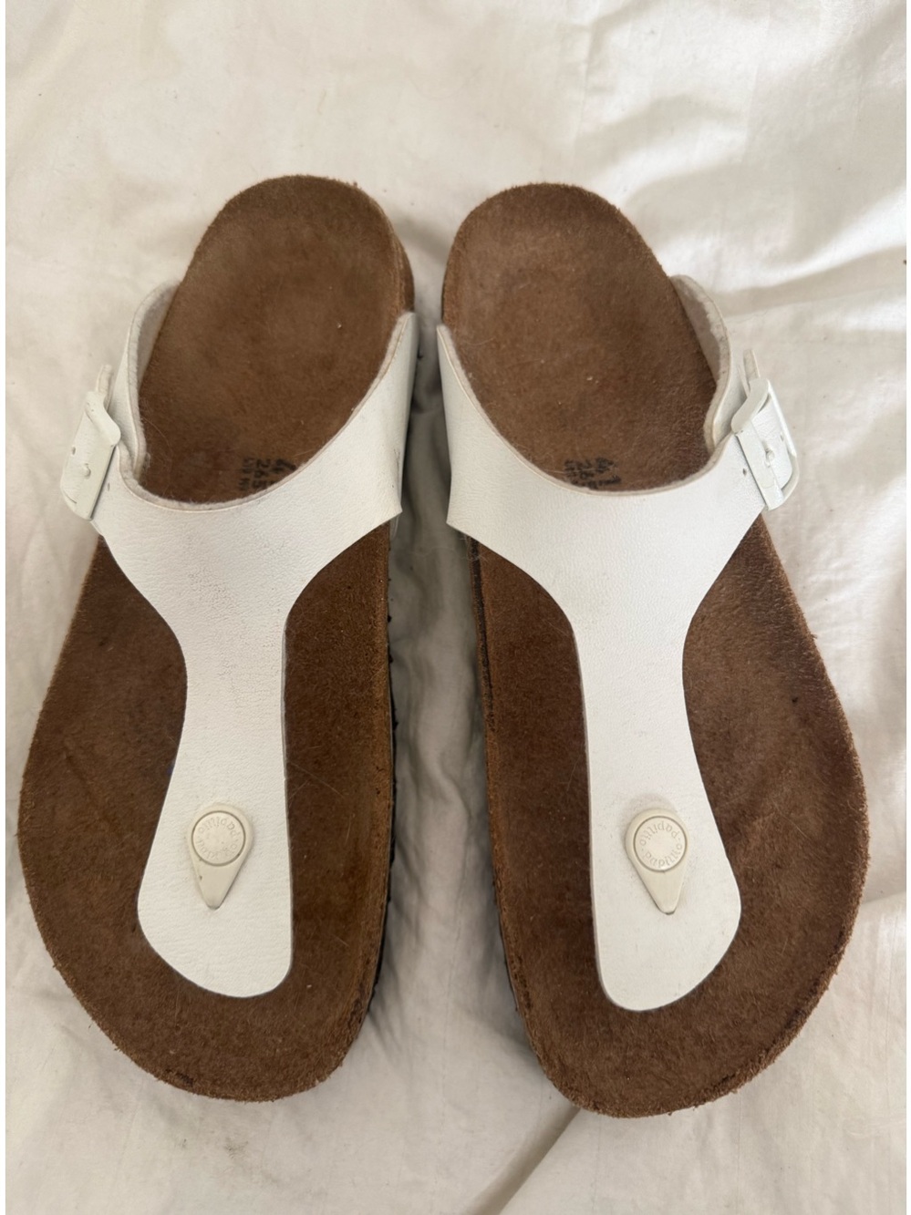 Birkenstock Papillio Gizeh platform white leather sandals size 41
